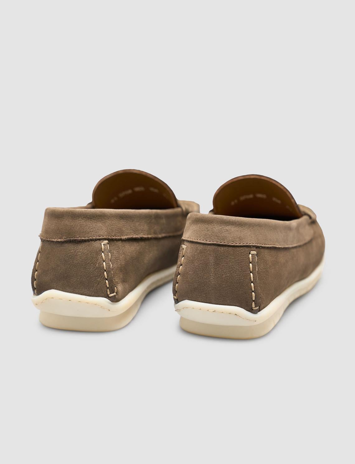Genuine Leather Khaki Men's Casual Shoes with Belt Detail