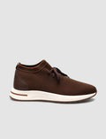 Brown Knitted Lace-up Men's Athletic Shoes