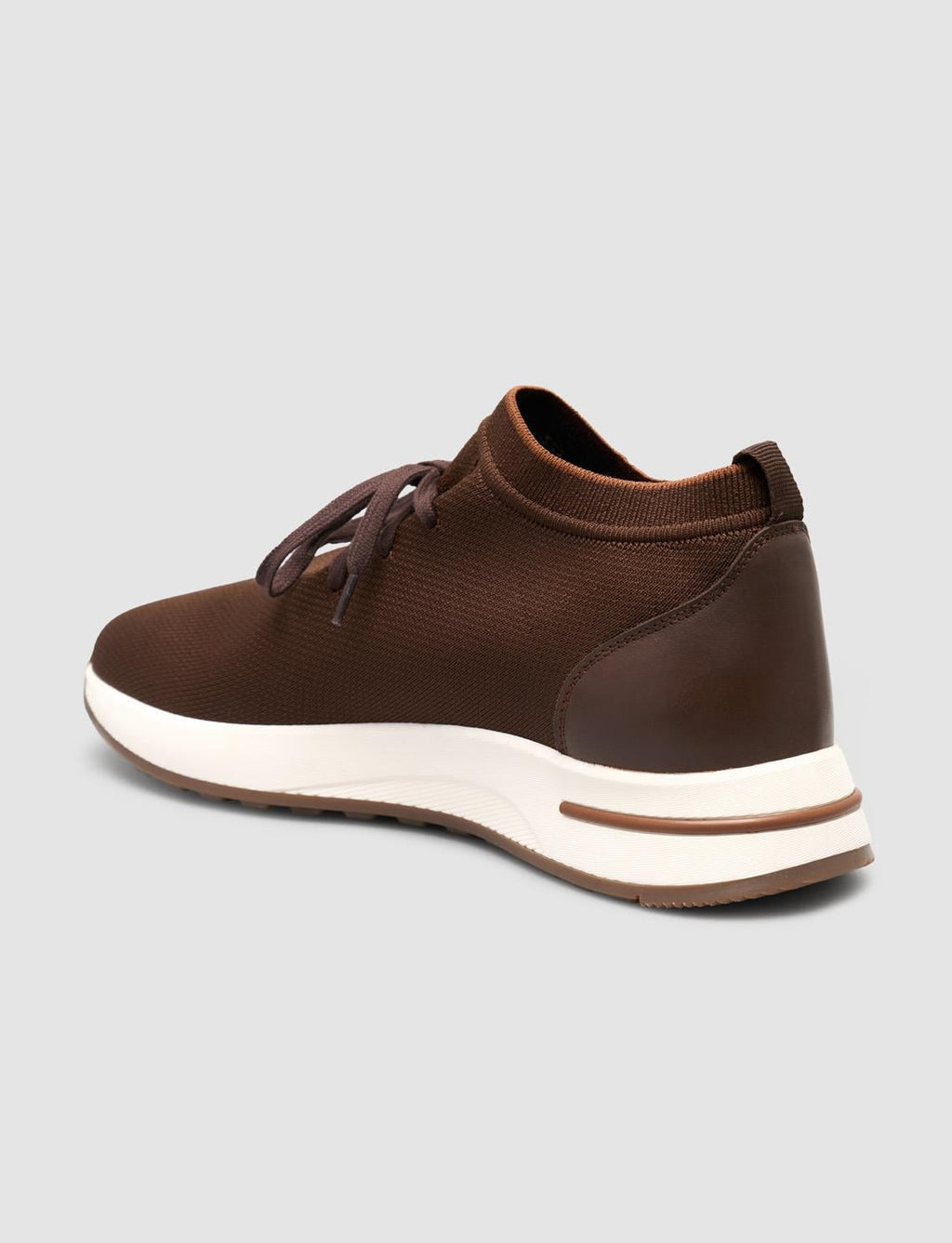 Brown Knitted Lace-up Men's Athletic Shoes