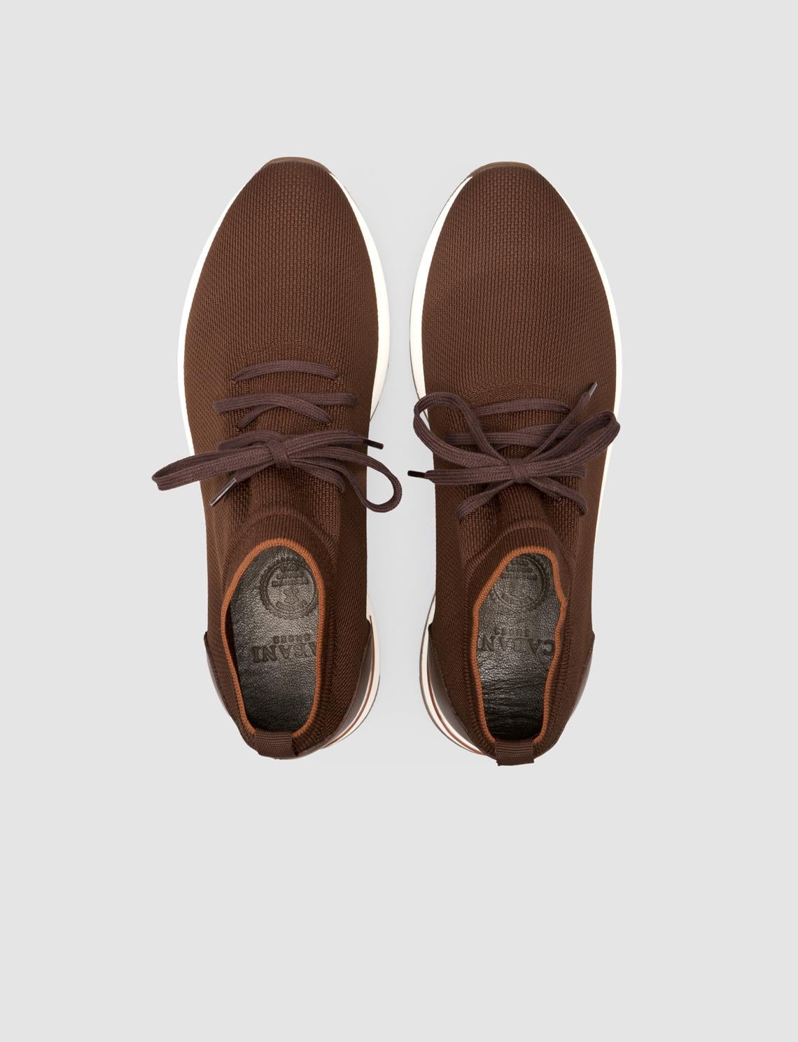 Brown Knitted Lace-up Men's Athletic Shoes