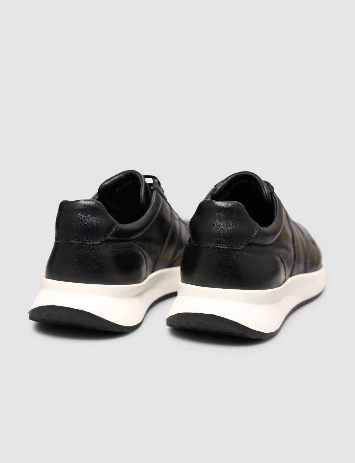 100% Genuine Leather Textured Black Napa Lace-up Men's Sneaker