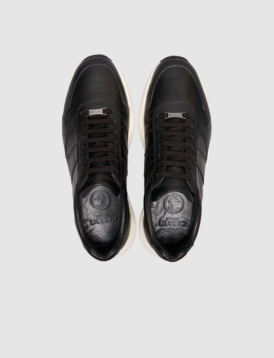 100% Genuine Leather Textured Black Napa Lace-up Men's Sneaker