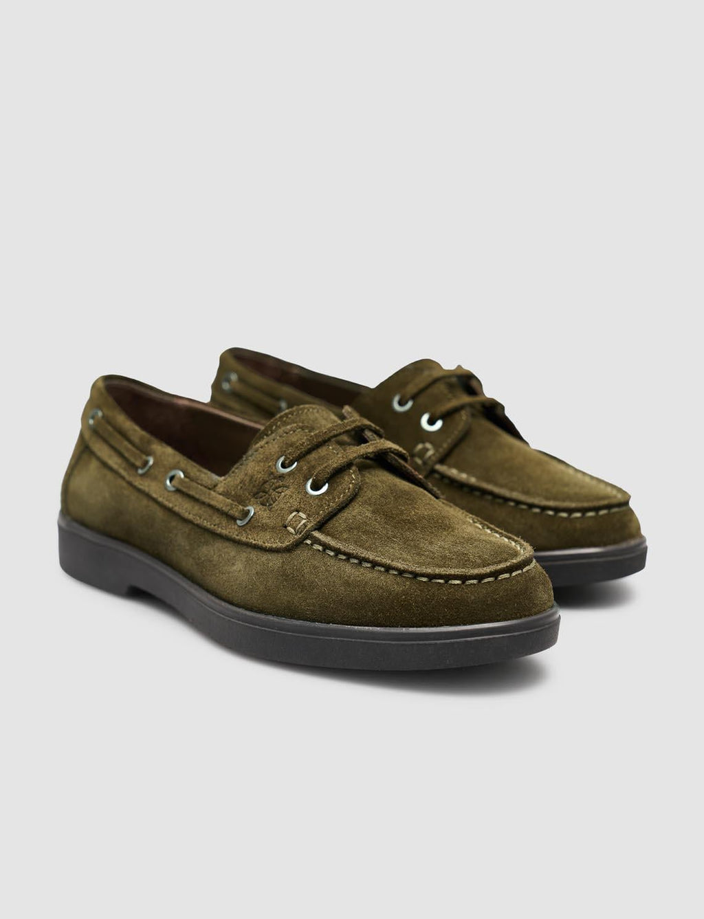 Monamae 100% Genuine Leather Khaki Suede Women's Loafer with Lace Detail