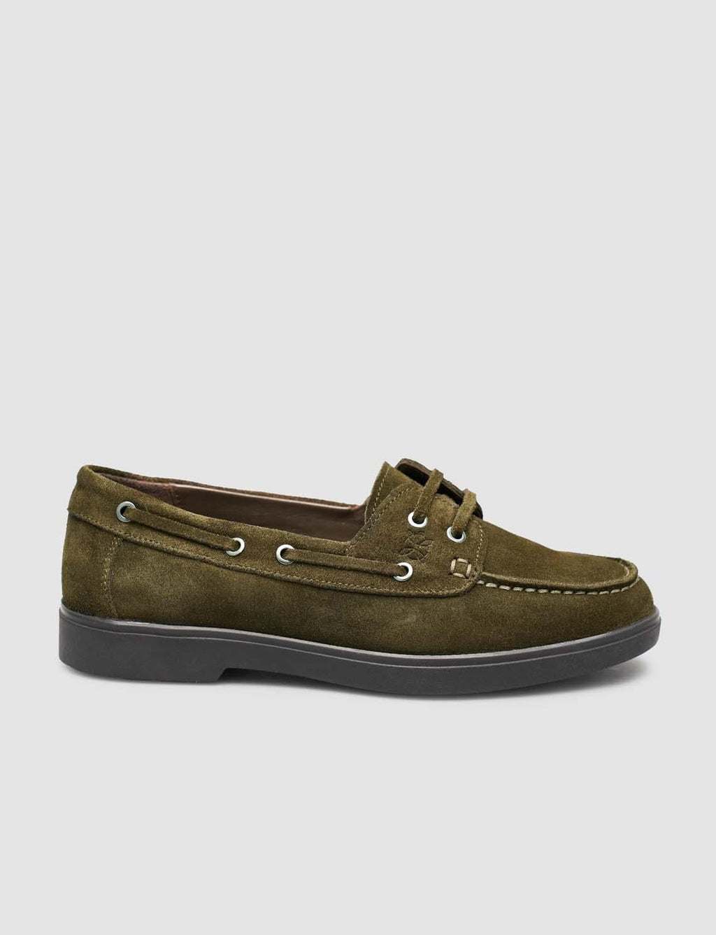 Monamae 100% Genuine Leather Khaki Suede Women's Loafer with Lace Detail