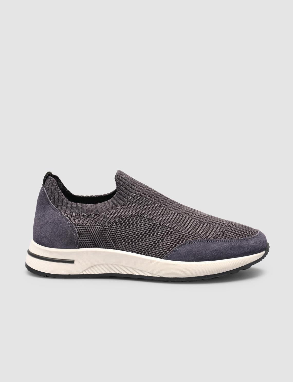 Grey Knitted Men's Athletic Shoes