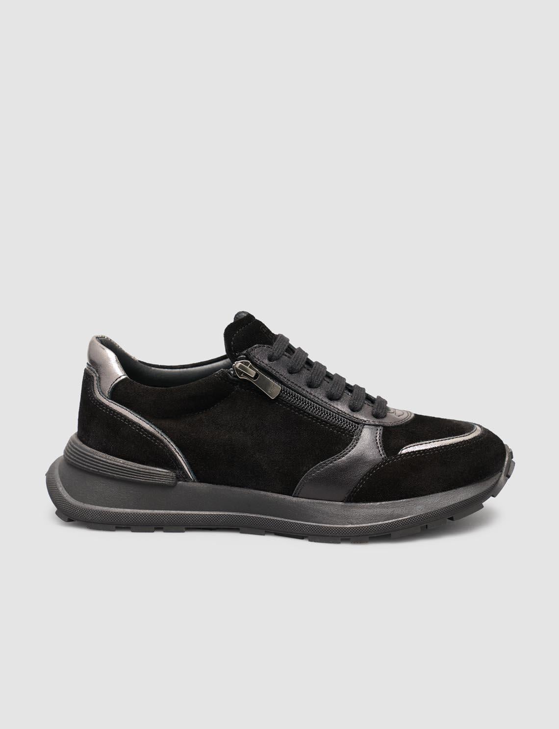 Monamae 100% Genuine Suede Black Women's Sneaker