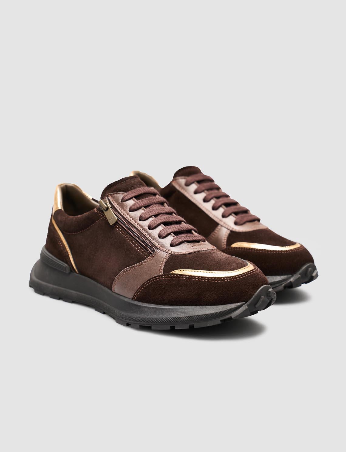 Monamae 100% Genuine Suede Brown Women's Sneaker