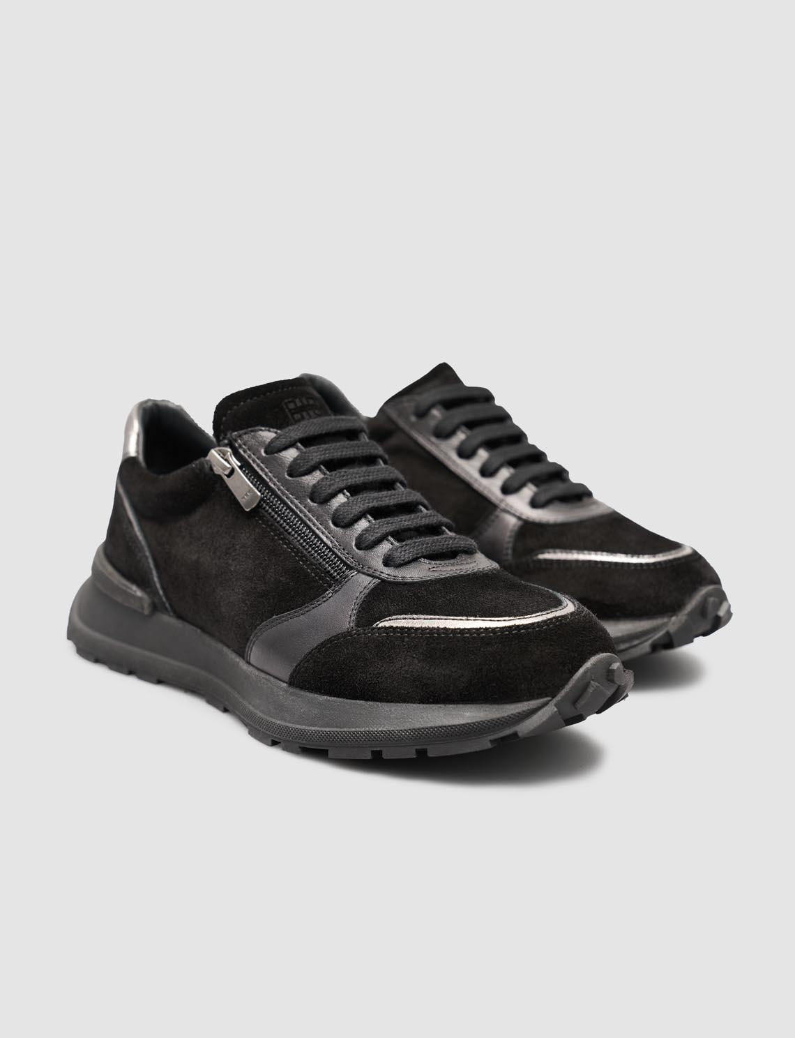 Monamae 100% Genuine Suede Black Women's Sneaker