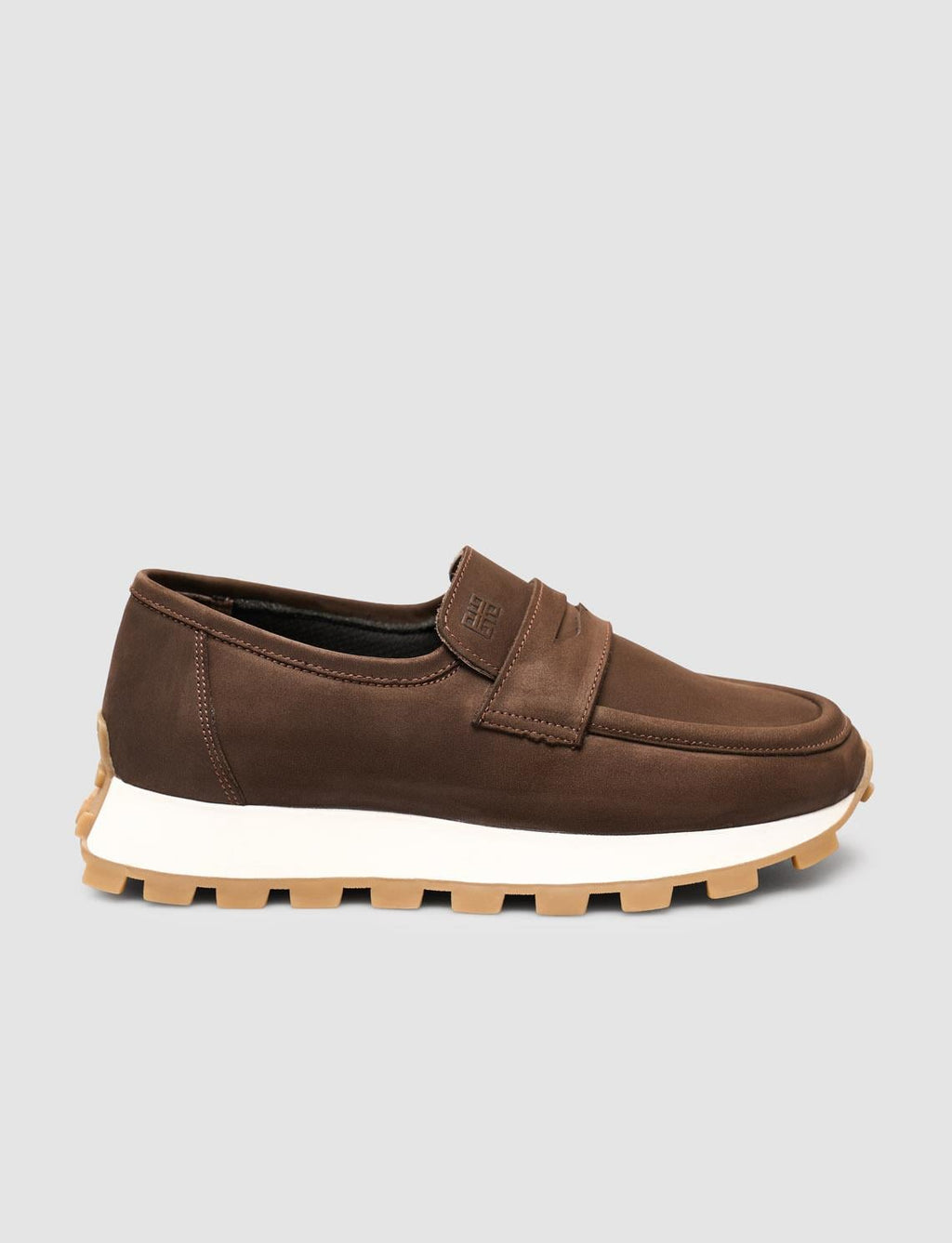 Genuine Nubuck Leather Brown Women's Loafer Shoes