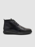 Genuine Leather Black Lace-up Winter Casual Boots for Men