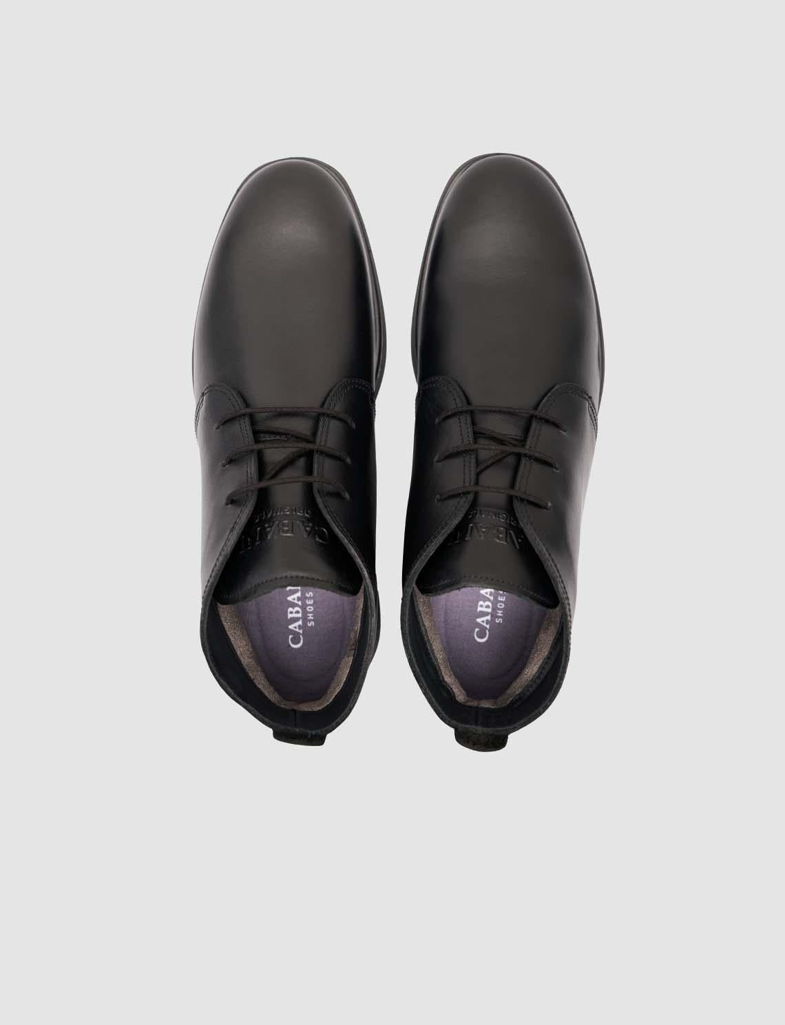Genuine Leather Black Lace-up Winter Casual Boots for Men