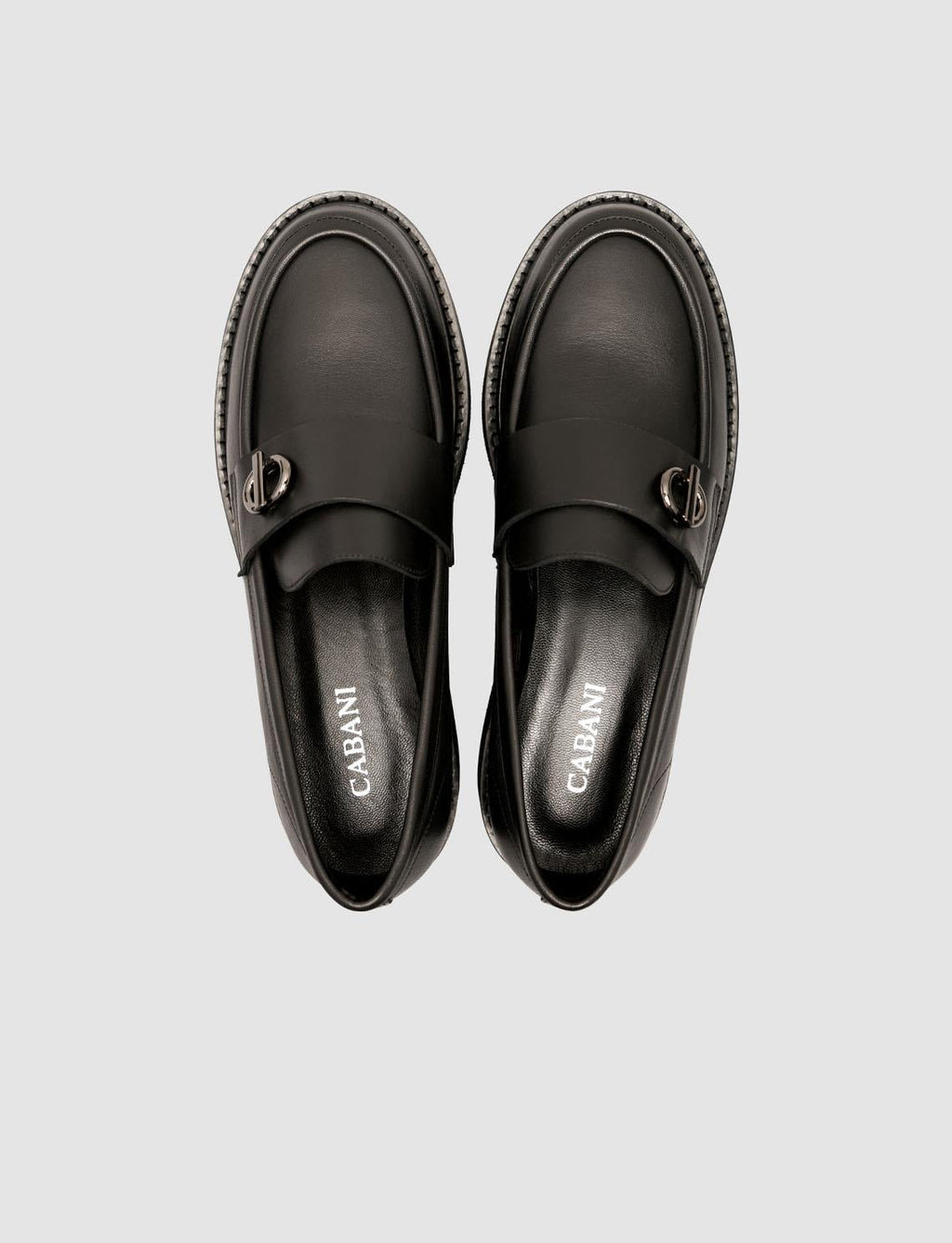 100% Genuine Leather Black Buckle Women's Loafer Shoes