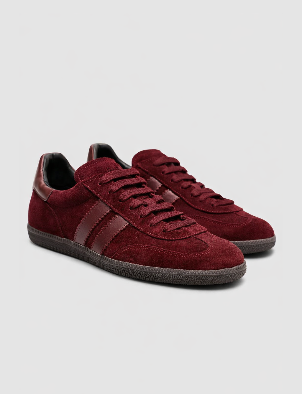 100% Genuine Suede Leather Burgundy Women's Sneaker Shoes