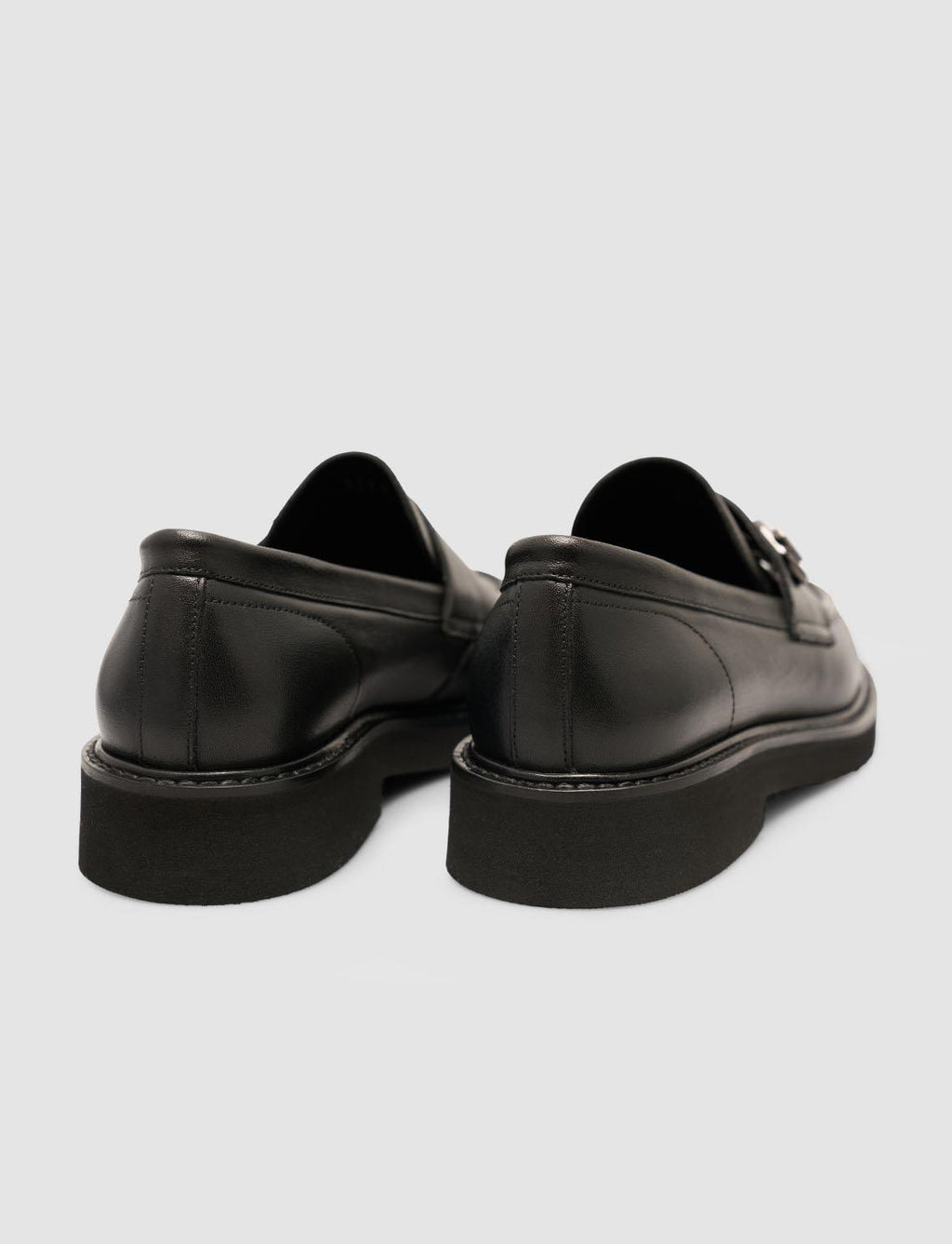 100% Genuine Leather Black Buckle Women's Loafer Shoes