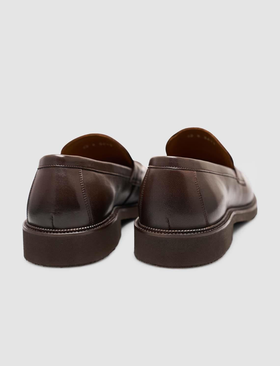 100% Genuine Leather Brown Men's Classic Loafer Shoes