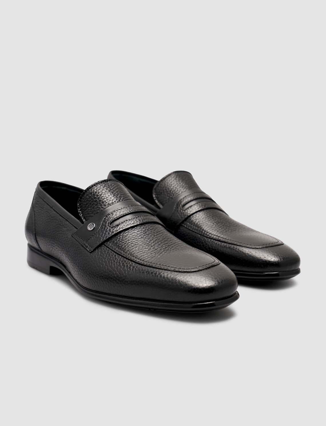 100% Genuine Leather Black Loafer Men's Shoes
