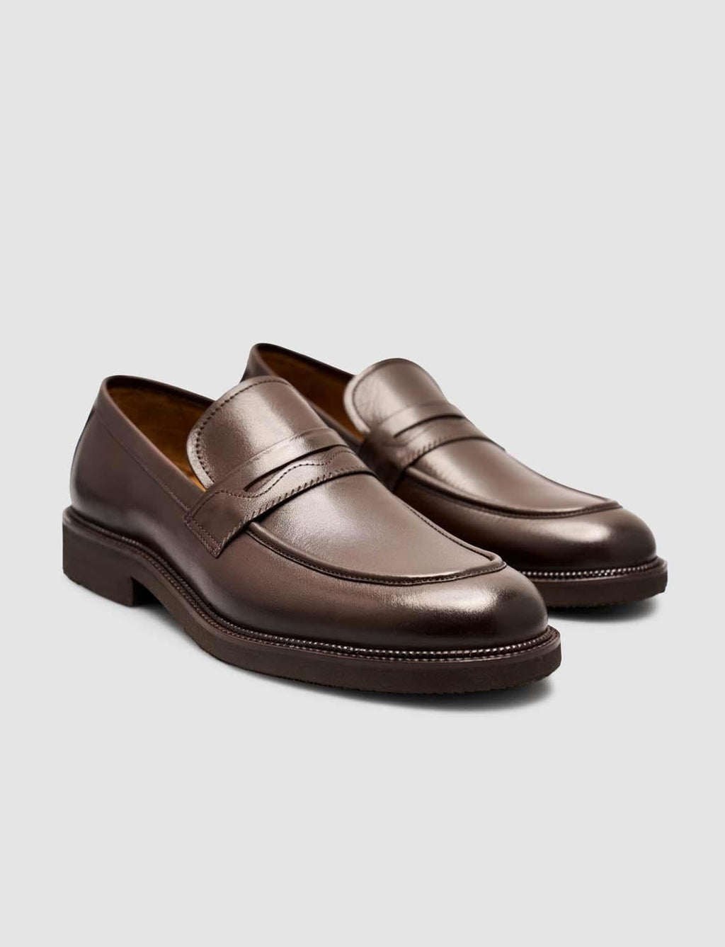 100% Genuine Leather Brown Men's Classic Loafer Shoes