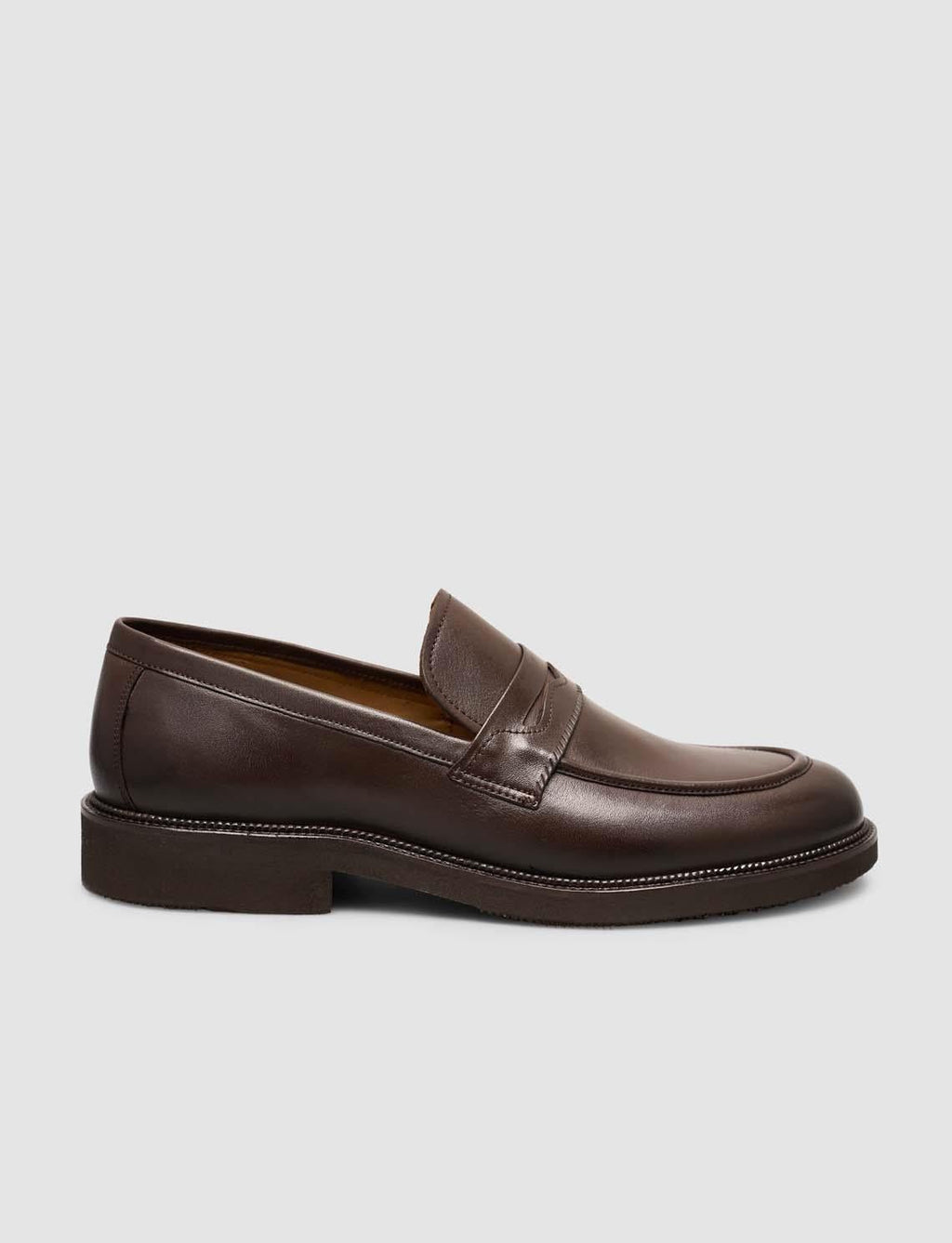 100% Genuine Leather Brown Men's Classic Loafer Shoes