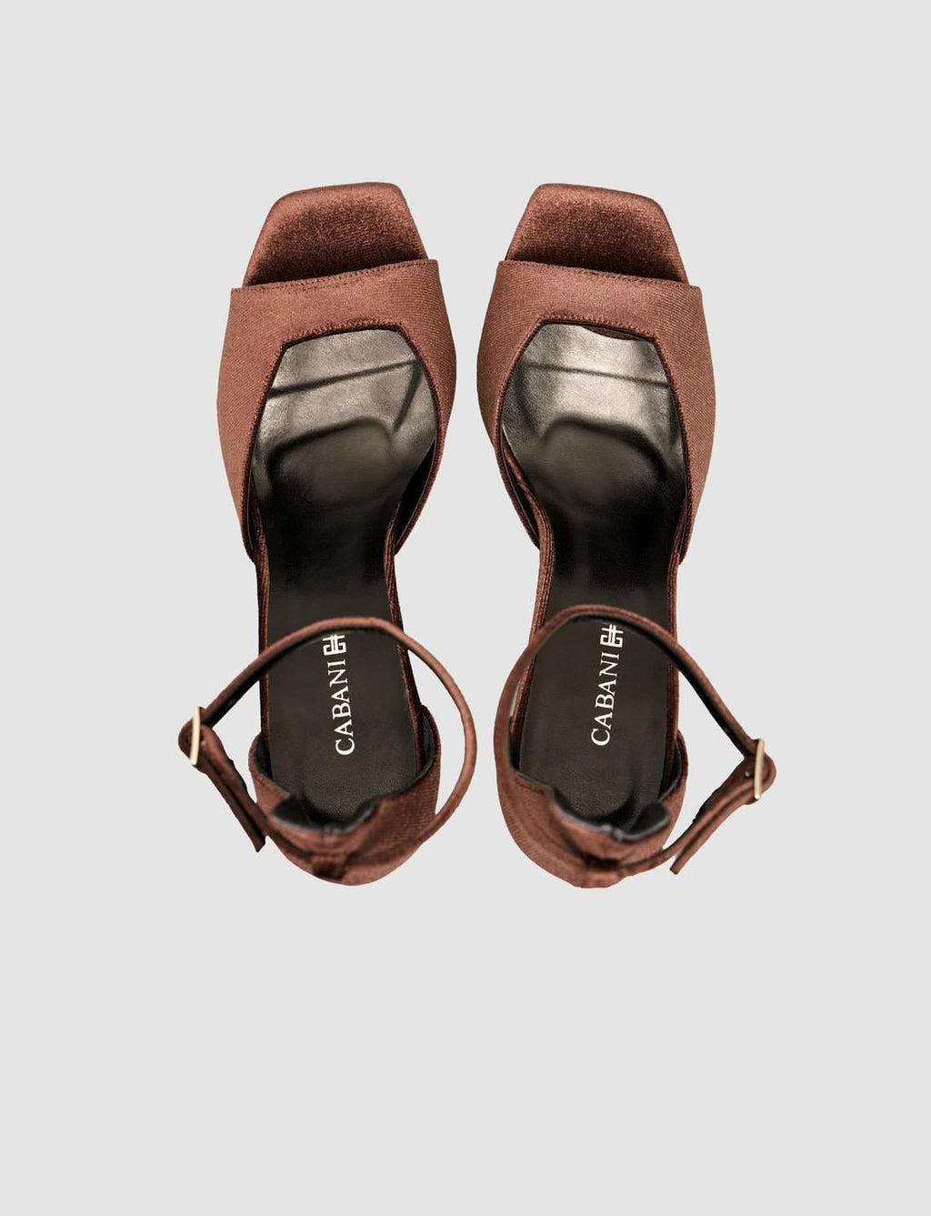 Dark Brown Velvet Ankle Buckle High-Heeled Women's Shoes