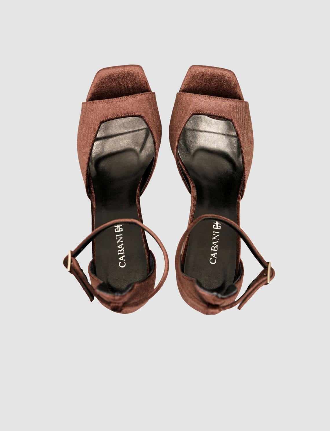 Dark Brown Velvet Ankle Buckle High-Heeled Women's Shoes