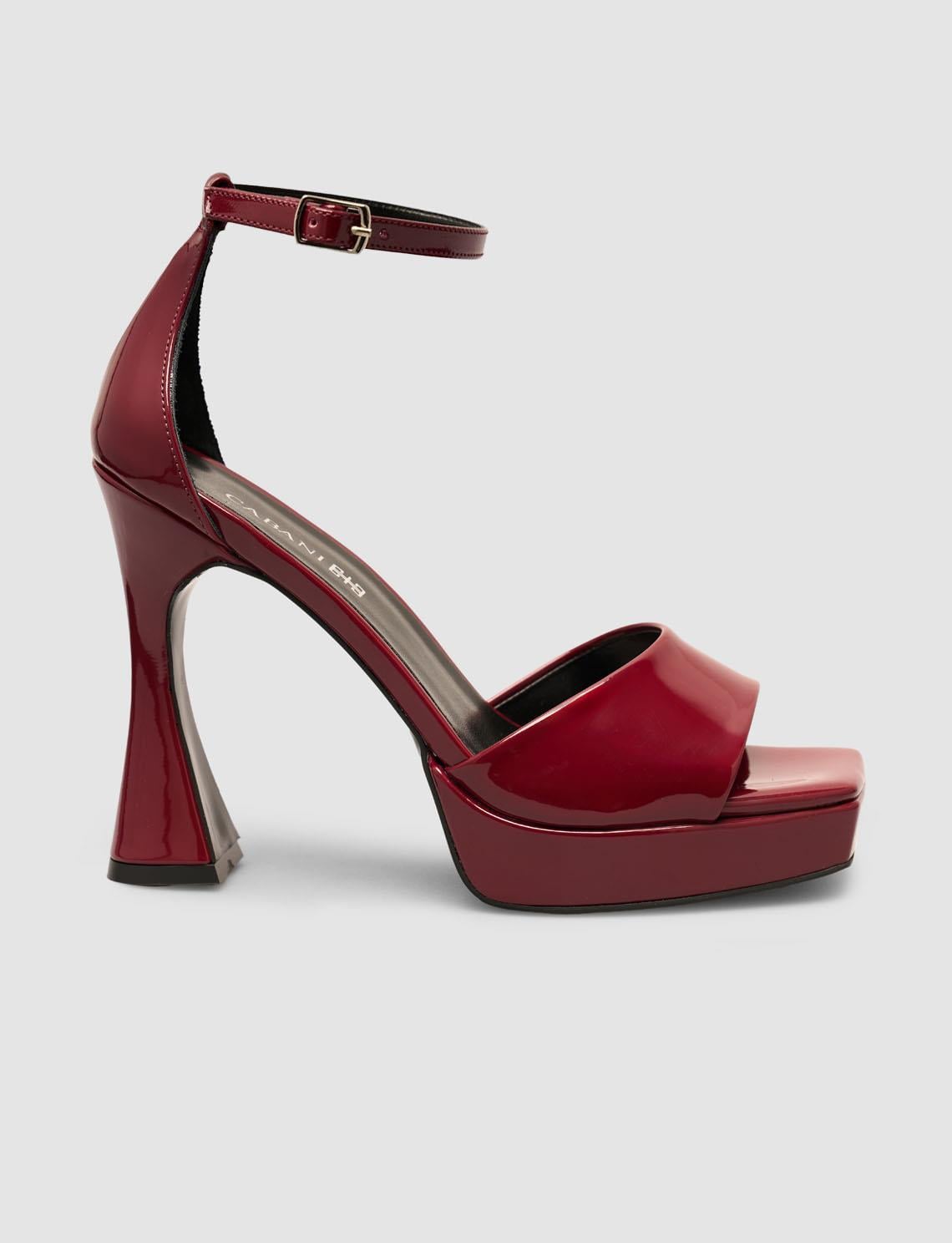 Burgundy Strapped Platform Heel Women's Shoes