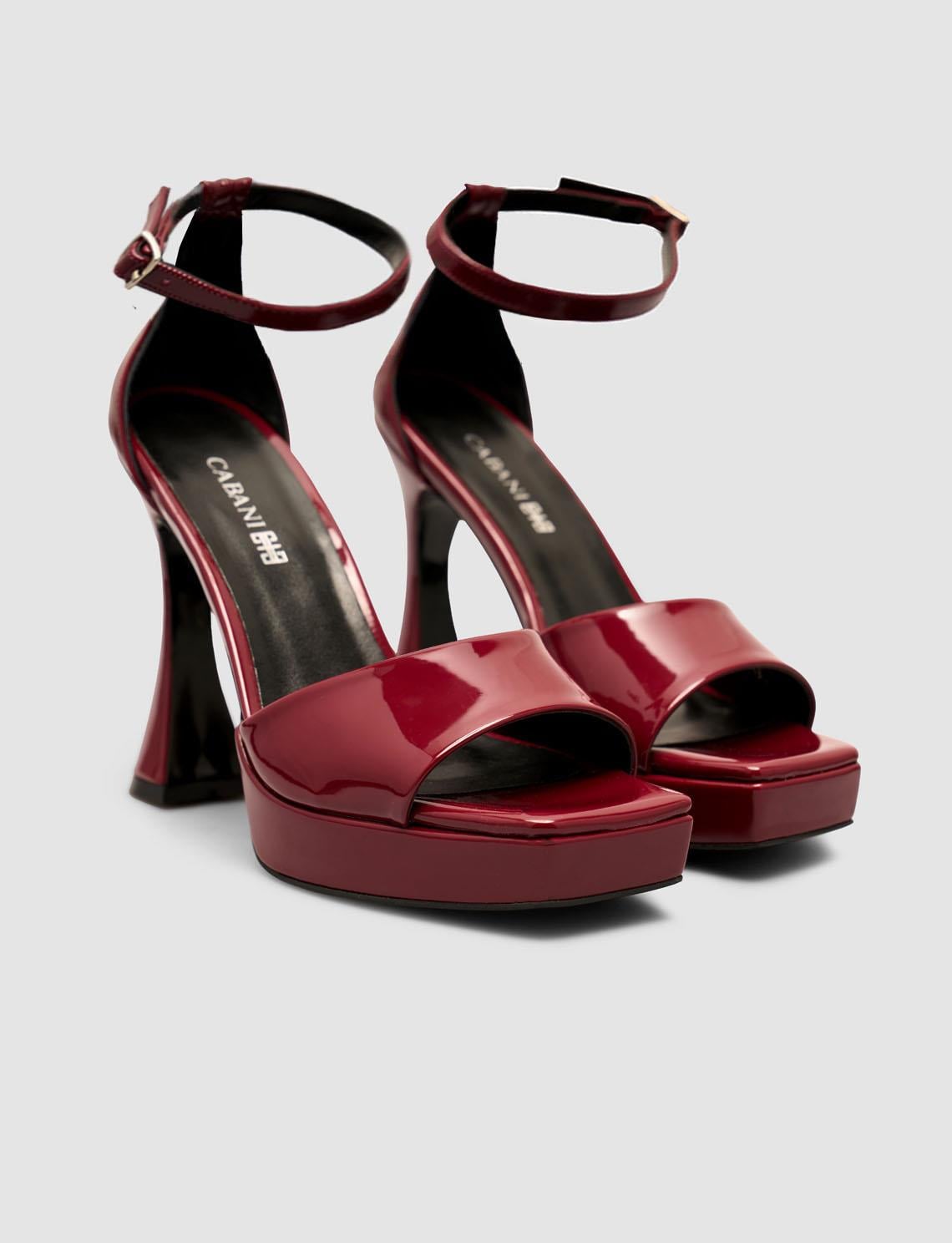 Burgundy Strapped Platform Heel Women's Shoes