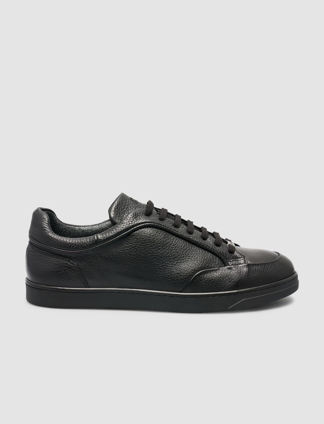 100% Genuine Leather Black Lace-up Men's Athletic Shoes