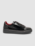 100% Genuine Soft Patent Leather Black Lace-up Men's Athletic Shoes