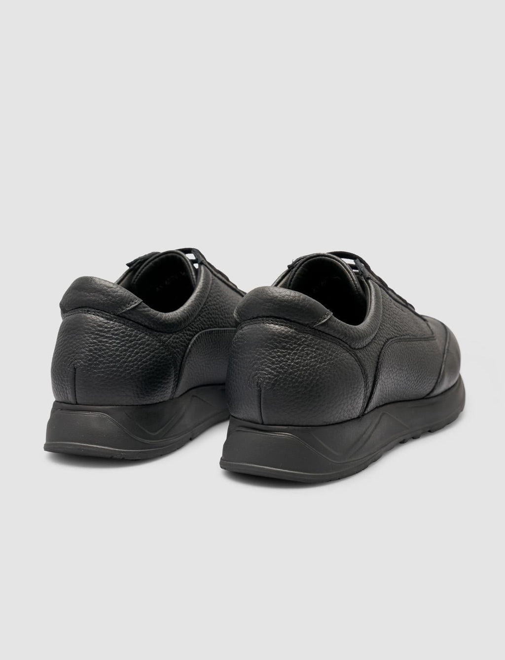 100% Genuine Leather Black Fur-Lined Sneakers
