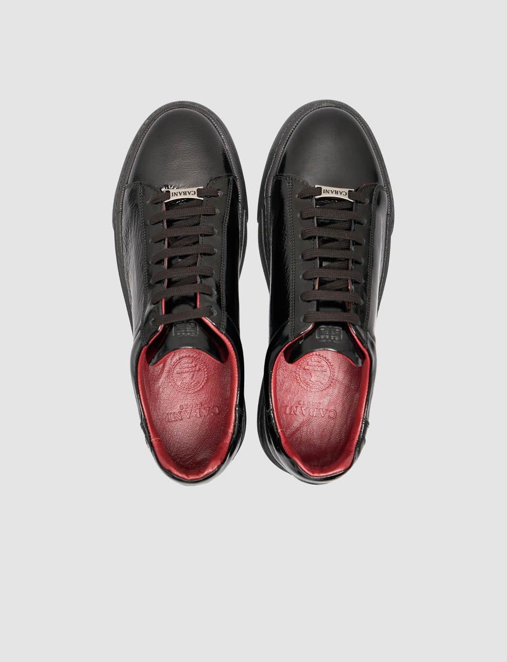 100% Genuine Soft Patent Leather Black Lace-up Men's Athletic Shoes