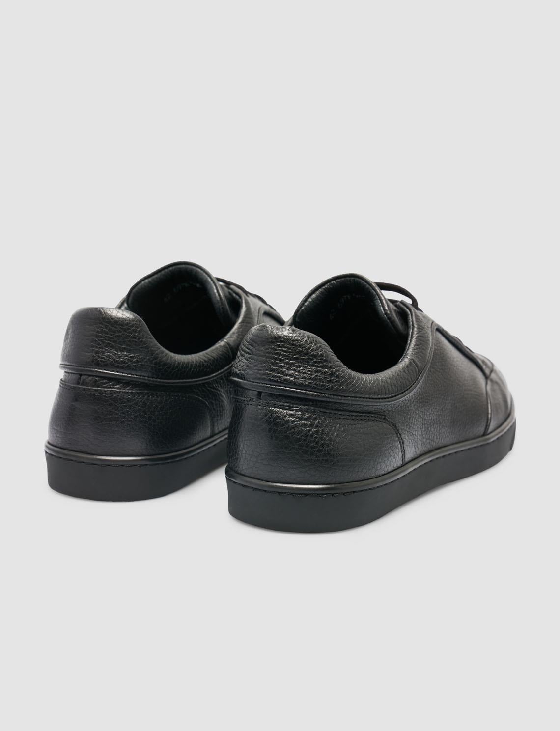 100% Genuine Leather Black Lace-up Men's Athletic Shoes