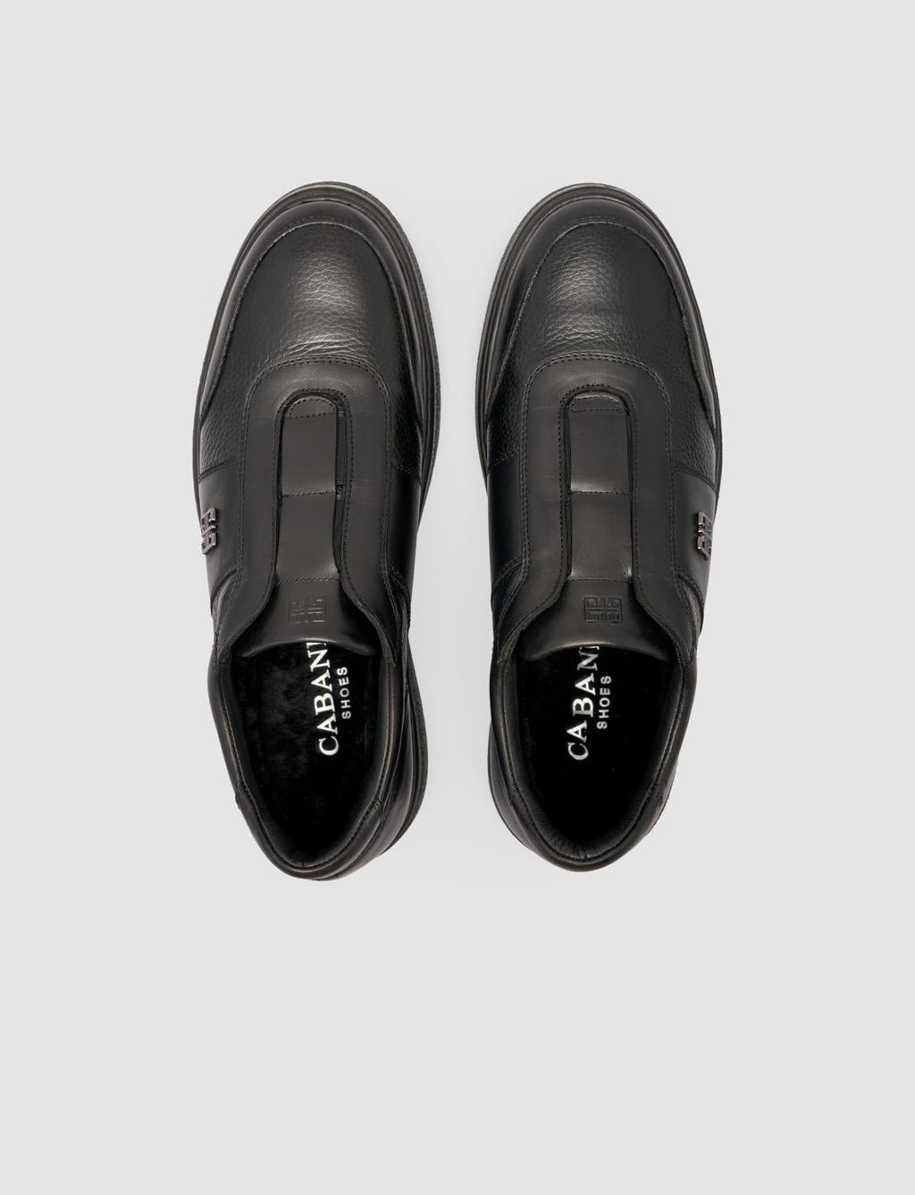 Genuine Leather Fur-Lined Black Men's Athletic Shoes