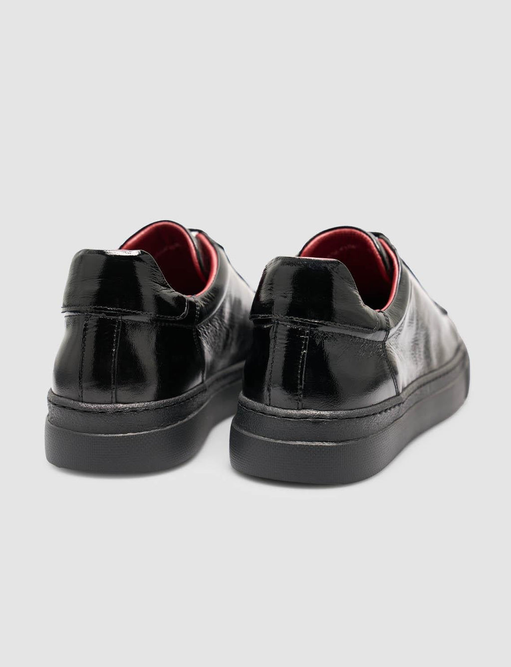 100% Genuine Soft Patent Leather Black Lace-up Men's Athletic Shoes