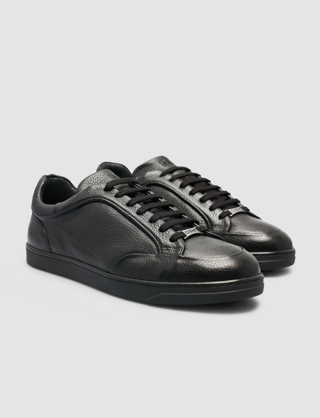 100% Genuine Leather Black Lace-up Men's Athletic Shoes
