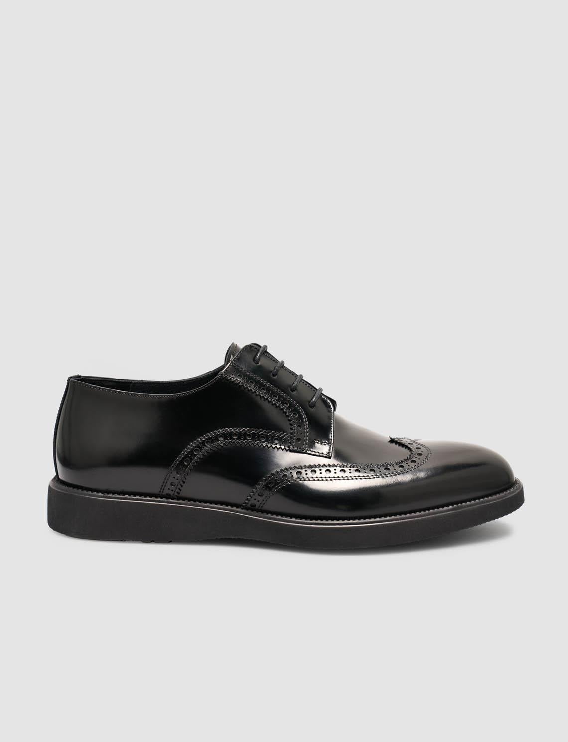 Genuine Open Leather Men's Black Classic Shoes