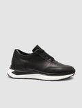 Black Men's Athletic Shoes with Stitching Detail