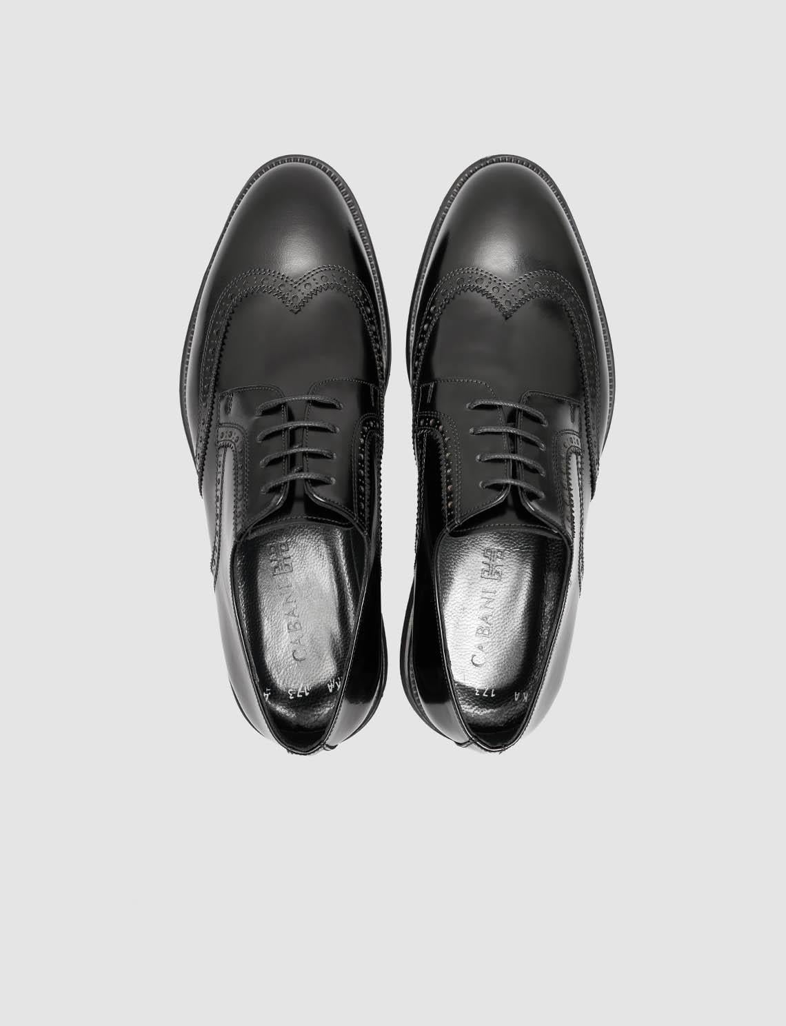 Genuine Open Leather Men's Black Classic Shoes