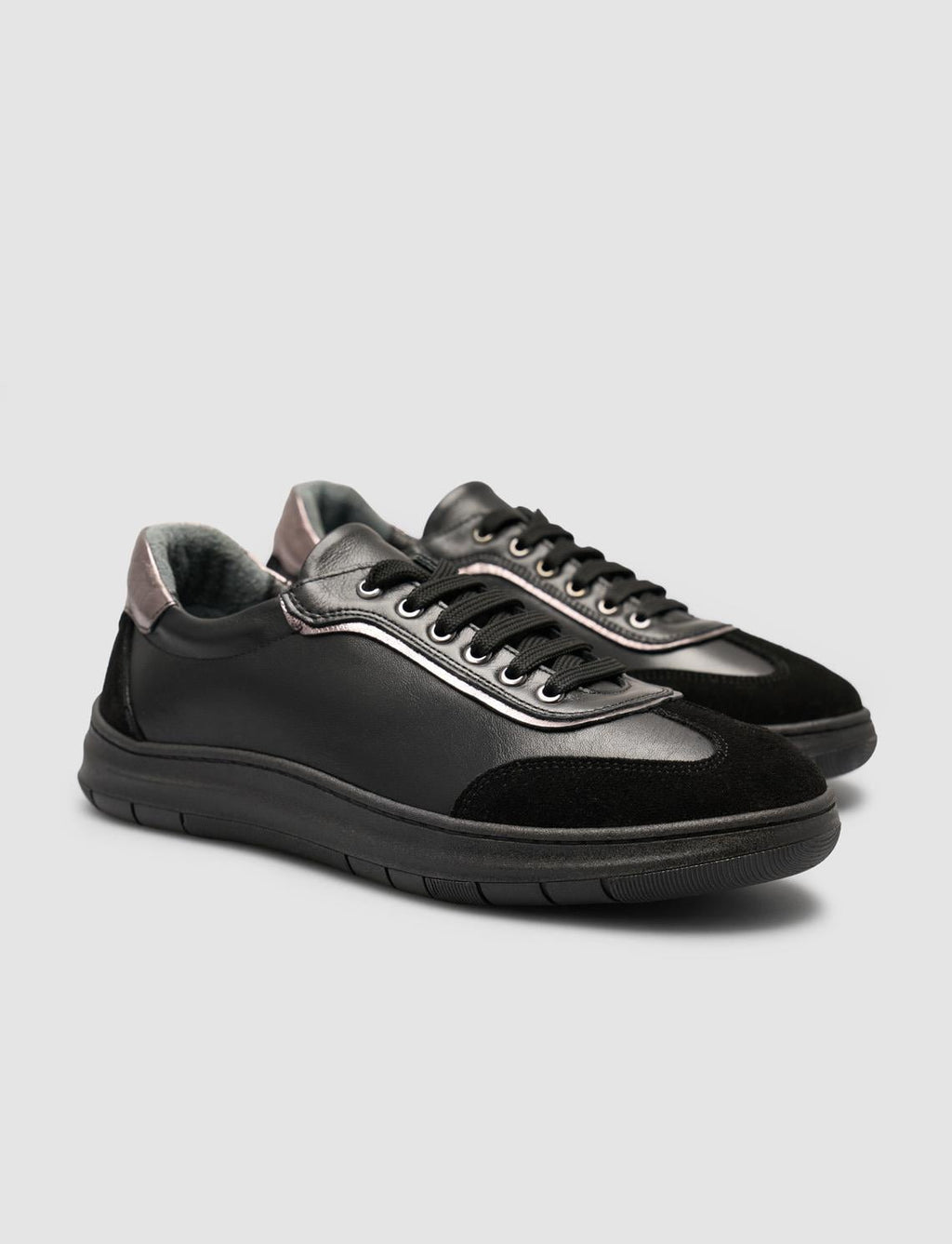 100% Genuine Leather Suede Blend Black Women's Shoes