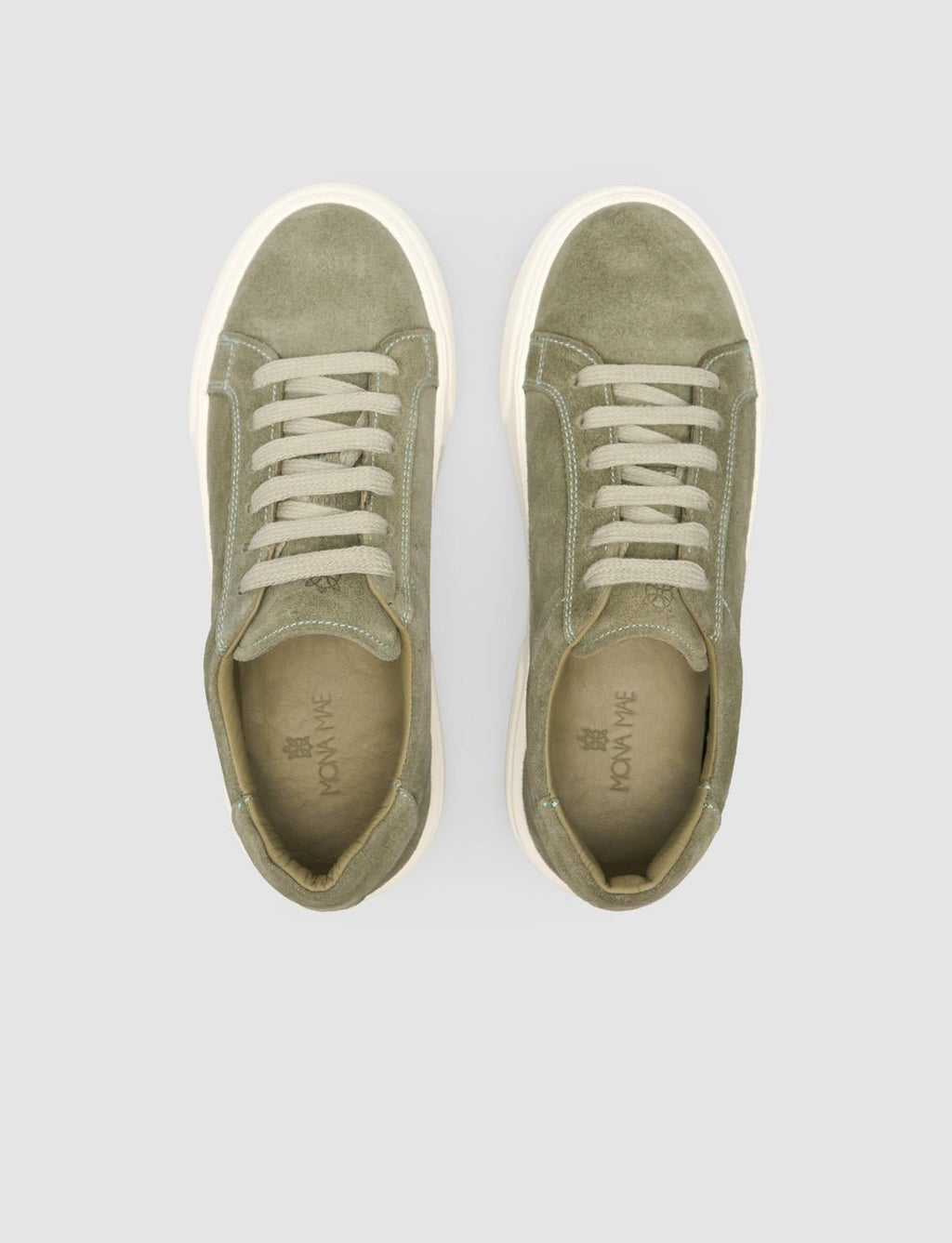 Monamae 100% Genuine Leather Green Women's Sneaker