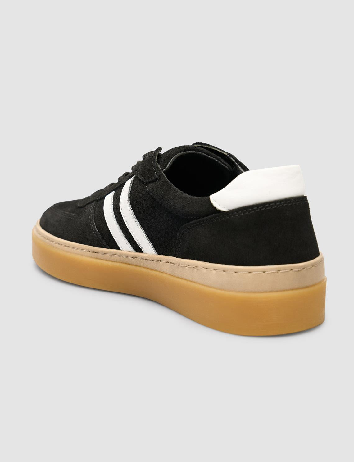 Black Suede Striped Women's Sneakers