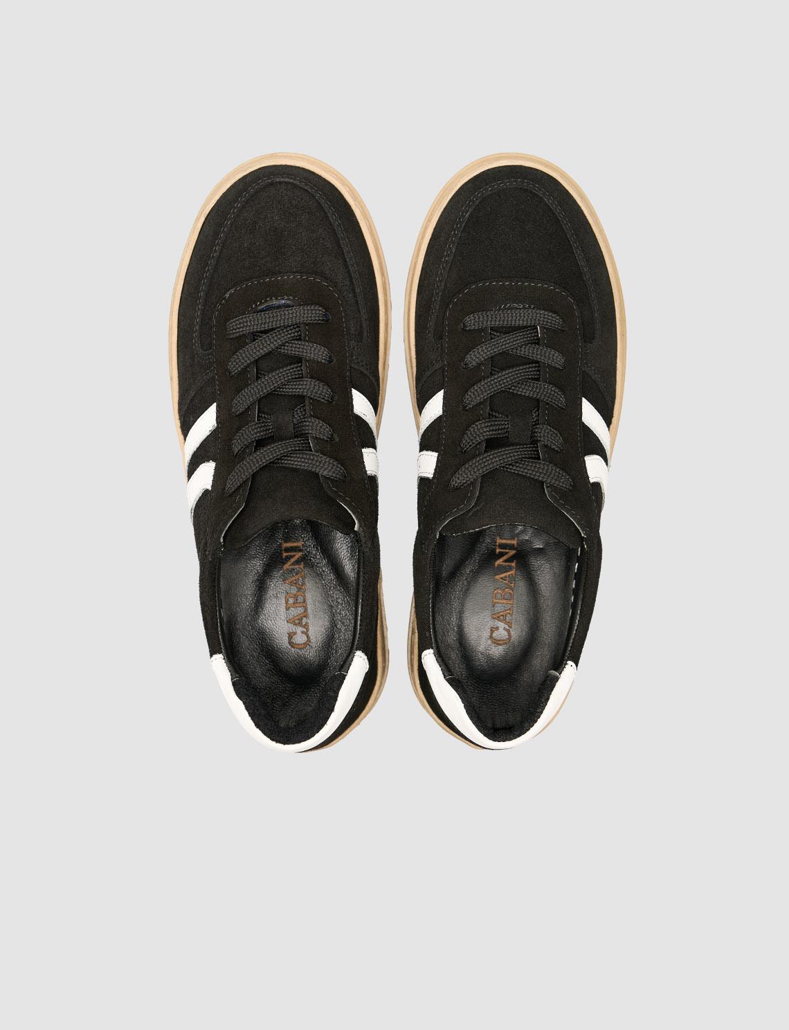 Black Suede Striped Women's Sneakers