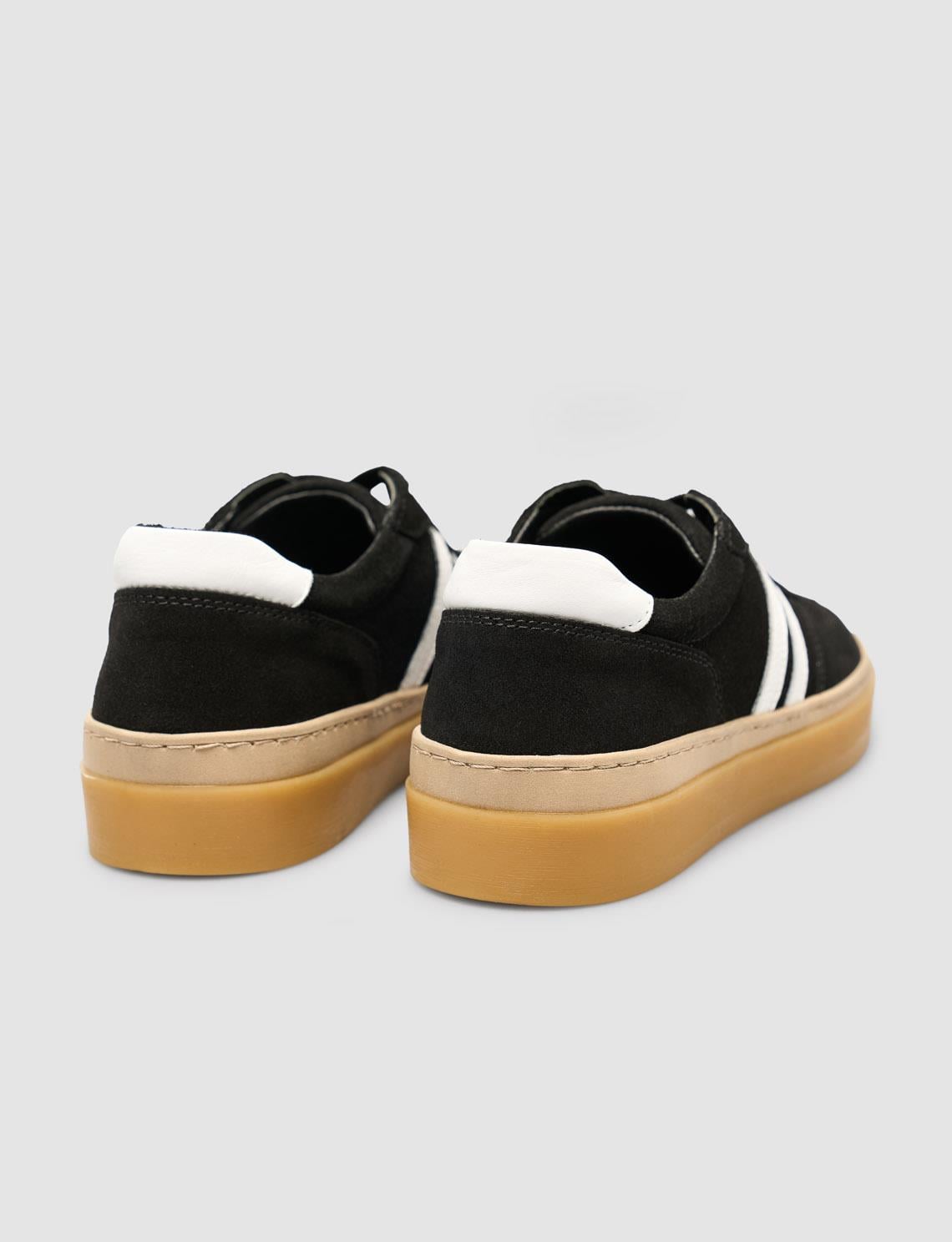 Black Suede Striped Women's Sneakers