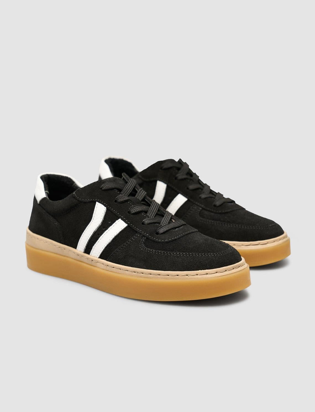 Black Suede Striped Women's Sneakers