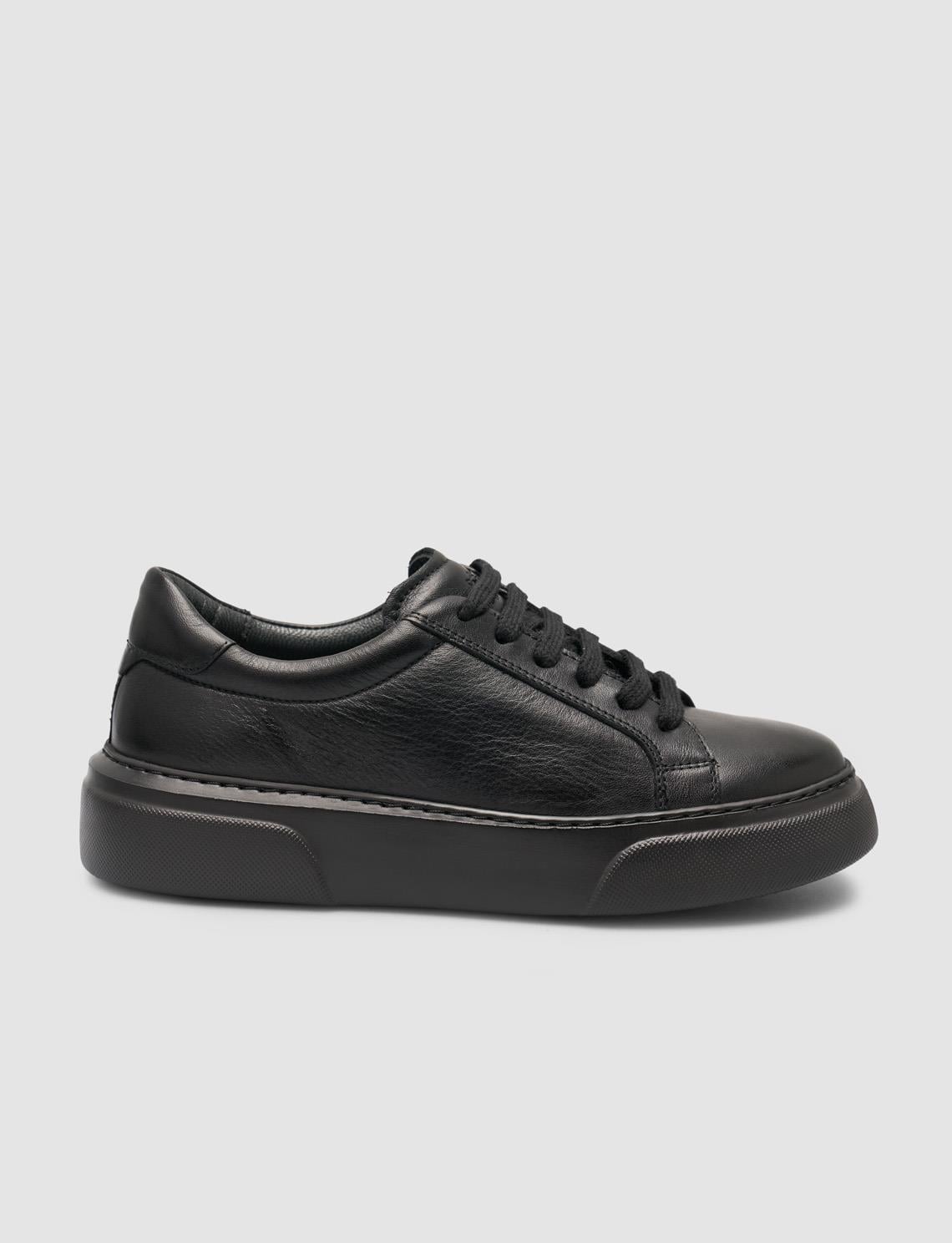 Monamae 100% Genuine Leather Black Women's Sneaker