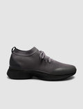 Knit & Genuine Cowhide Leather Smoke Gray Men's Sneaker