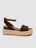 100% Genuine Leather Brown Women's Suede Sandals