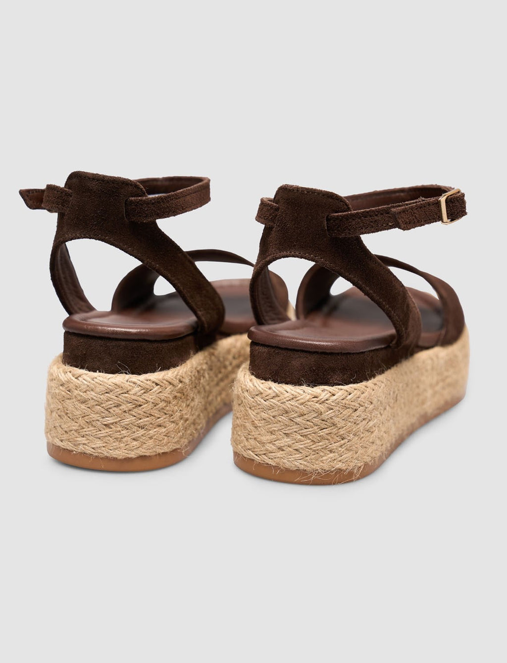 100% Genuine Leather Brown Women's Suede Sandals