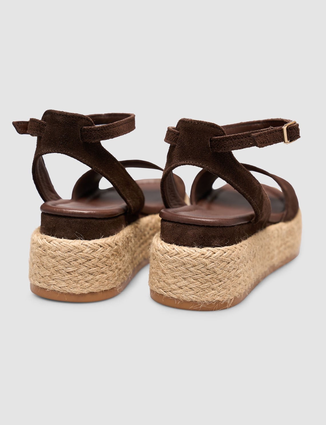 100% Genuine Leather Brown Women's Suede Sandals