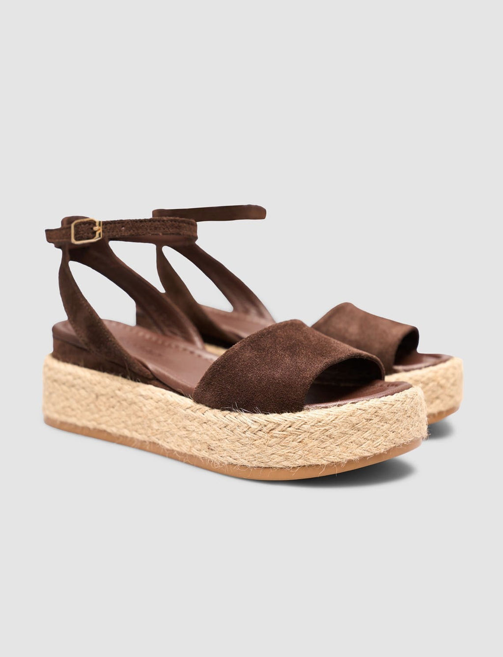 100% Genuine Leather Brown Women's Suede Sandals