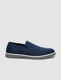 Men's Navy Blue Woven Straw Knit Shoes